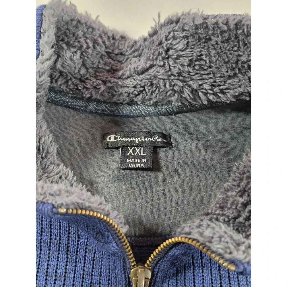 Champion Elite UC Davis Aggies Quarter Zip Pullover Blue Ribbed Knit XXL